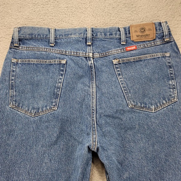 Wrangler Jeans Mens 38x29 Blue Denim Straight Leg Medium‎ Wash Cowboy Mid Rise - Picture 5 of 14